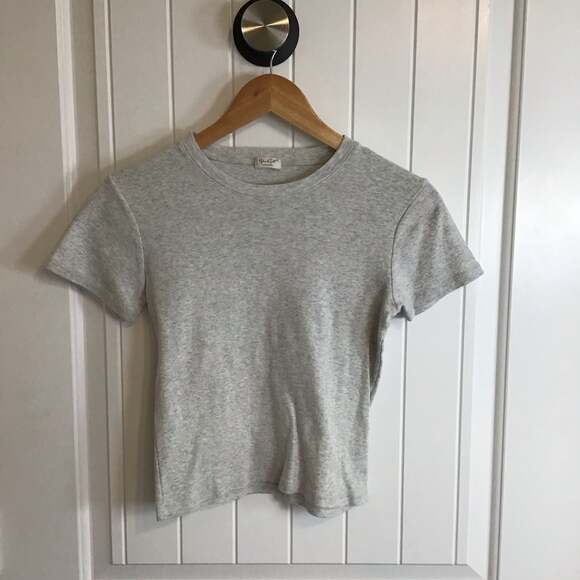 John Galt Tops - John Galt California Grey Marl Cotton Crewneck Short Sleeve T-Shirt